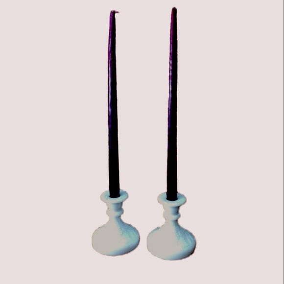 Vintage Milk Glass Candlestick Holders Harvest Grape Matching Set Rustic Decor - Picture 4 of 9